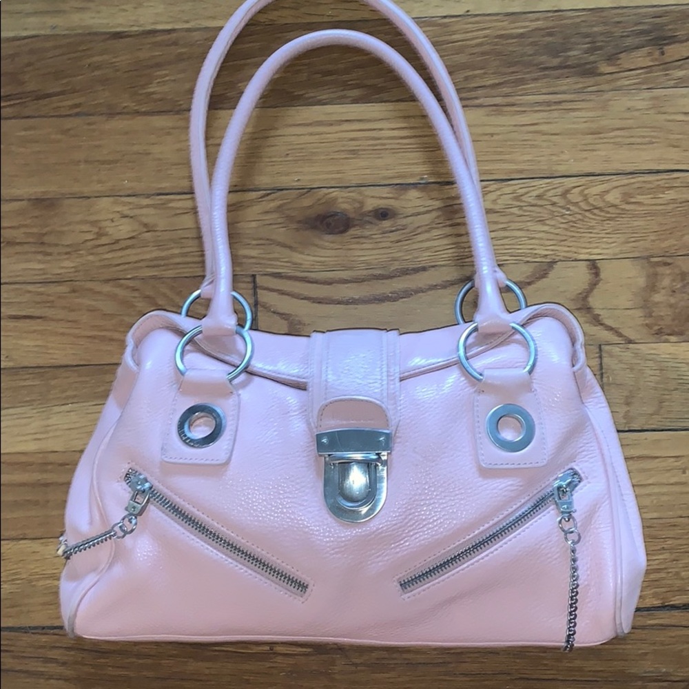 Pink Leather Prague Bag — Double-Handle